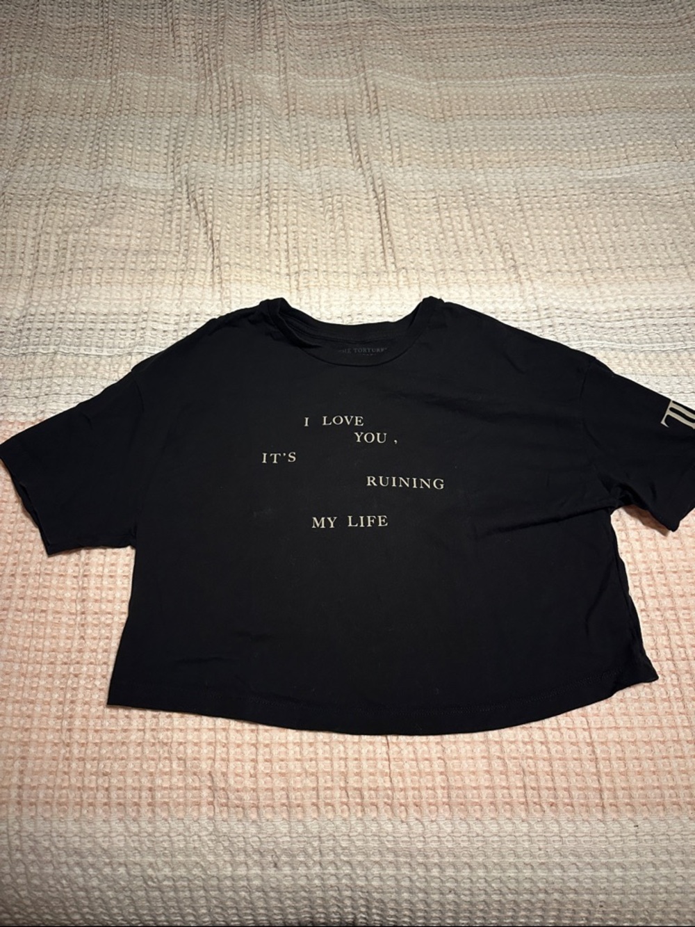 Taylor Swift TTPD Black Cropped Tee Size Small - Picture 1 of 4
